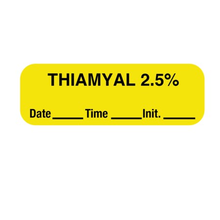 Nevs Label, Thiamyal 2.5% 1/2" x 1-1/2" Yellow w/Black LANT-1042D
